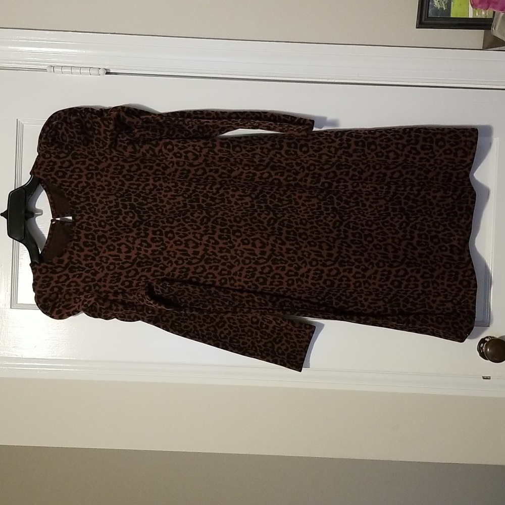 Cheetah long sleeve dress with ruffled sleeves